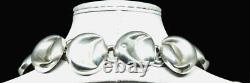 Signed MOULAGE MODELE Hand Made Dimple Link Sterling Silver 17.25 Necklace