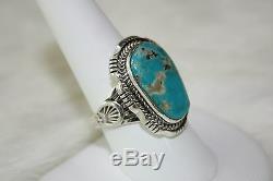 Signed Native American Made Sterling Silver Pilot Mountain Turquoise Ring