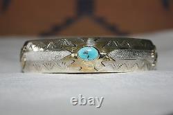 Signed Native American Navajo Made Sterling Silver & Gold Fill Eagle Bracelet