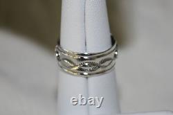 Signed Native American Navajo Made Sterling Silver Multi Stone Inlay Ring Size 8