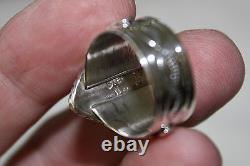 Signed Native American Navajo Made Sterling Silver Multi Stone Inlay Ring Size 8