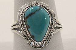Signed Native American Navajo Made Sterling Silver Sierra Nevada Turquoise Ring