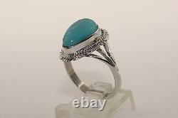 Signed Native American Navajo Made Sterling Silver Sierra Nevada Turquoise Ring