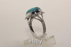 Signed Native American Navajo Made Sterling Silver Sierra Nevada Turquoise Ring