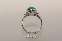 Signed Native American Navajo Made Sterling Silver Sierra Nevada Turquoise Ring