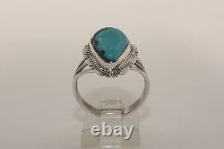 Signed Native American Navajo Made Sterling Silver Sierra Nevada Turquoise Ring