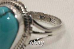 Signed Native American Navajo Made Sterling Silver Sierra Nevada Turquoise Ring