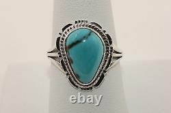 Signed Native American Navajo Made Sterling Silver Sierra Nevada Turquoise Ring