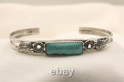 Signed Native American Navajo Made Sterling Silver Turquoise Bracelet