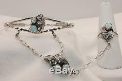 Signed Navajo Native American Made Sterling Silver Opal Slave Bracelet