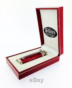 Sillem's Old Boy Slim RED Sterling Silver Butane Pipe Lighter Made in Japan New