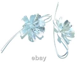 Silver Flowers Italy made. 925 Sterling Silver Earrings