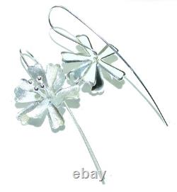 Silver Flowers Italy made. 925 Sterling Silver Earrings