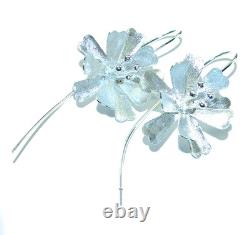 Silver Flowers Italy made. 925 Sterling Silver Earrings