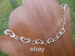 Silver Hearts Hand Forged 18 Chain Necklace made of 925 Sterling Silver