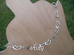 Silver Hearts Hand Forged 18 Chain Necklace made of 925 Sterling Silver