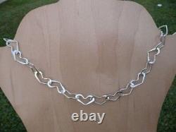 Silver Hearts Hand Forged 18 Chain Necklace made of 925 Sterling Silver