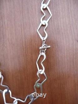 Silver Hearts Hand Forged 18 Chain Necklace made of 925 Sterling Silver