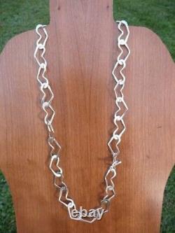 Silver Hearts Hand Forged 18 Chain Necklace made of 925 Sterling Silver