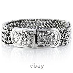 Silver braided flower lock Unique bracelet, made of Solid 925 Sterling Silver