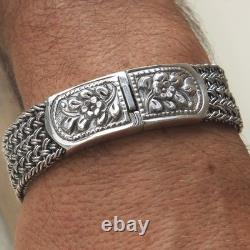 Silver braided flower lock Unique bracelet, made of Solid 925 Sterling Silver