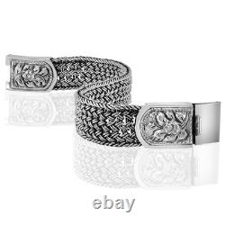 Silver braided flower lock Unique bracelet, made of Solid 925 Sterling Silver