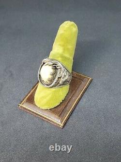 Size 10 Sterling Silver Elk's Tooth Ring Mens Vintage Statement Piece Hand Made