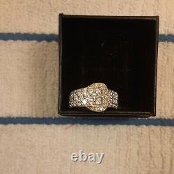 Size 7 Sterling SIlver Buckle Ring Made With White Zirconia From Swarovski (415)