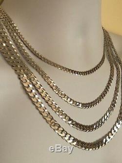Solid 925 Silver Men's Miami Cuban Link Flat Chain 5-8mm 18-30 Made In Italy