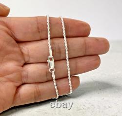 Solid 925 Sterling Silver 1.5mm Rope Chain Necklace 24 Made in Italy 030
