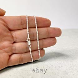 Solid 925 Sterling Silver 1.5mm Rope Chain Necklace 24 Made in Italy 030