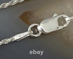 Solid 925 Sterling Silver 1.5mm Rope Chain Necklace 24 Made in Italy 030