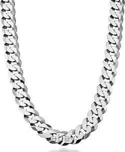 Solid 925 Sterling Silver 20 12mm Cuban Link Chain Necklace, Made in Italy