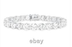 Solid 925 Sterling Silver 8 Tennis Bracelet with 8mm Cubic Zirconia Made in Italy