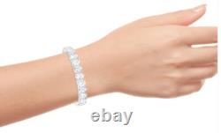 Solid 925 Sterling Silver 8 Tennis Bracelet with 8mm Cubic Zirconia Made in Italy