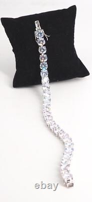 Solid 925 Sterling Silver 8 Tennis Bracelet with 8mm Cubic Zirconia Made in Italy