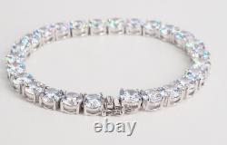Solid 925 Sterling Silver 8 Tennis Bracelet with 8mm Cubic Zirconia Made in Italy