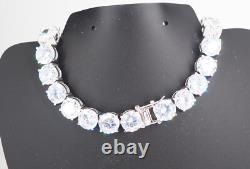 Solid 925 Sterling Silver 8 Tennis Bracelet with 8mm Cubic Zirconia Made in Italy