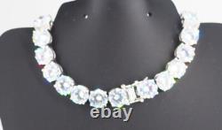 Solid 925 Sterling Silver 8 Tennis Bracelet with 8mm Cubic Zirconia Made in Italy