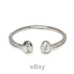 Solid. 925 Sterling Silver Cowrie Shell Bangle (Made in USA)
