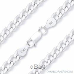 Solid. 925 Sterling Silver Cuban Curb 4.5mm Link Italy-Made Men's Chain Necklace