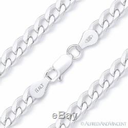 Solid 925 Sterling Silver Cuban Curb 5.5mm Link Italy-Made Men's Chain Necklace