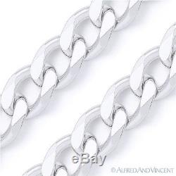 Solid 925 Sterling Silver Cuban Curb 8mm Link Italy-Made Men's Chain Necklace