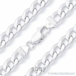 Solid. 925 Sterling Silver Cuban Curb 9mm Link Italy-Made Men's Chain Necklace