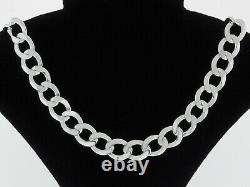 Solid 925 Sterling Silver Curb Chain 8.5MM Necklace Made in Italy- 16-30