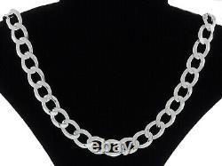 Solid 925 Sterling Silver Curb Chain 8MM Necklace Made in Italy- 16-30