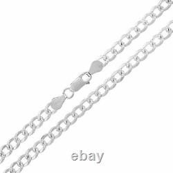 Solid 925 Sterling Silver Curb Chain 8MM Necklace Made in Italy- 16-30