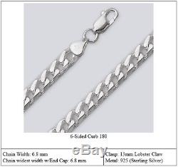 Solid 925 Sterling Silver Curb Cuban Chain Necklace For Men Women Made In Italy