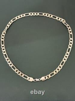 Solid 925 Sterling Silver Figaro Chain Necklace 10 mm, 19inch Made In Italy
