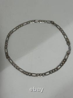 Solid 925 Sterling Silver Figaro Chain Necklace 10 mm, 19inch Made In Italy